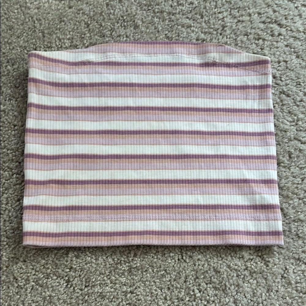 American Eagle Outfitters White and Pink Ribbed tube top
